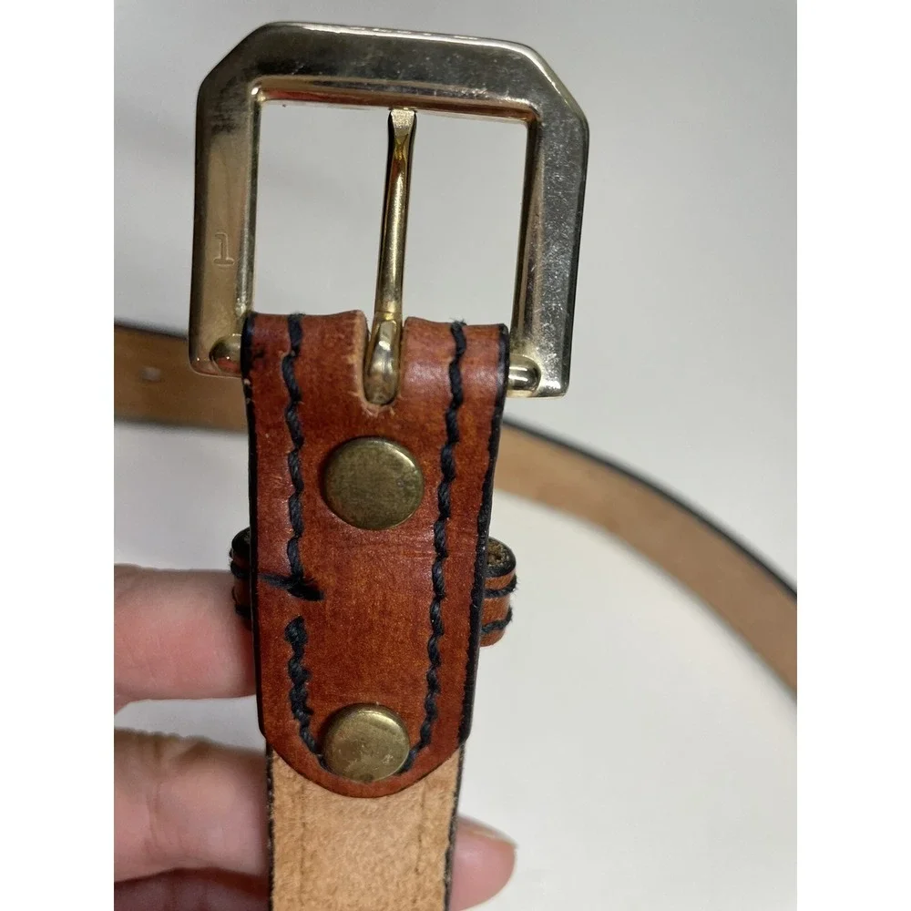 LATITAN Vintage Brown Hand Stained Leather Belt Tom Falvey's Sz 32